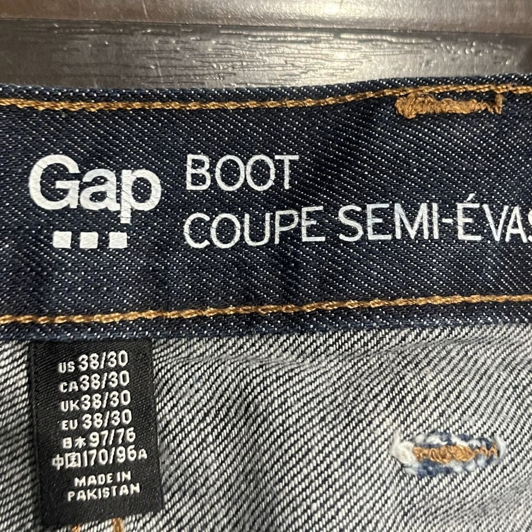 Gap Men's Bootcut Dark Wash Denim Blue Jeans Size 38X30 Western Streetwear