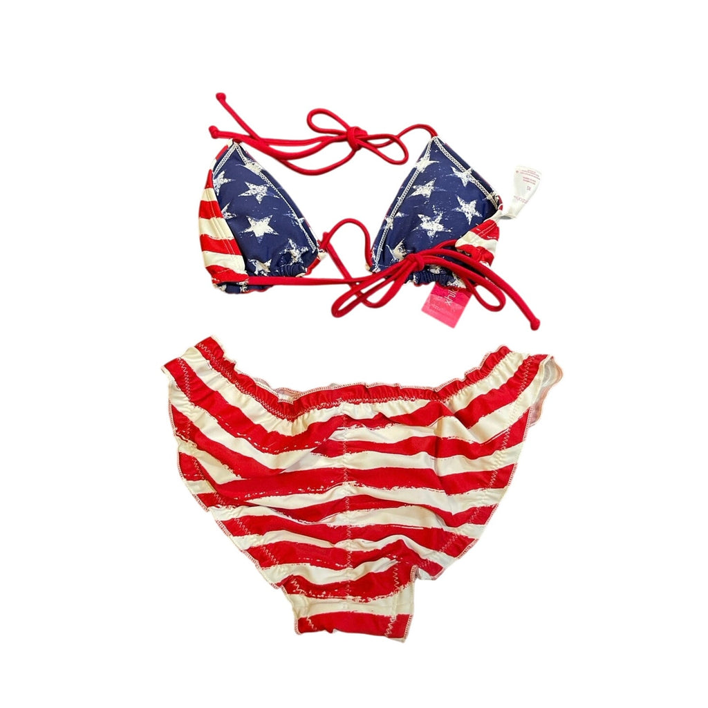 Xhilaration USA Flag Bikini Swim Set SZ XS NWT Swimwear Beach Vacation
