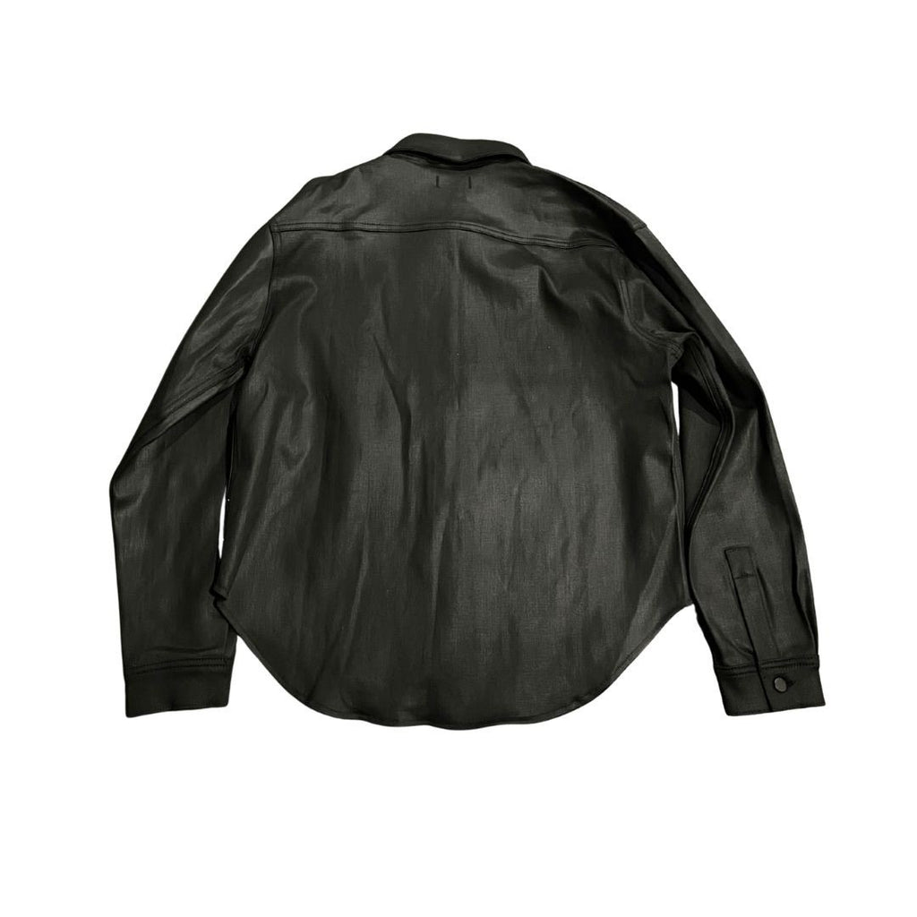 DL1961 Zita Long Sleeve Shirt Black Coated Denim Size Large Biker chic