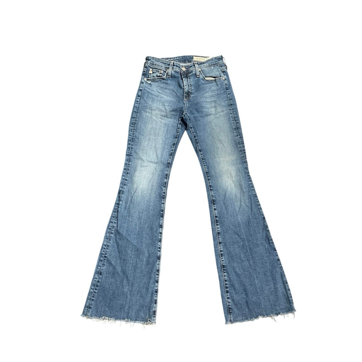 AG Adriano Goldschmied Farrah Boot High Rise Denim Jeans SZ 27 Flared Raw Hem