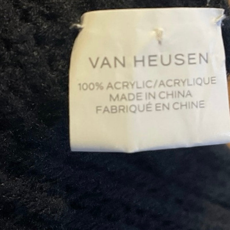 Van Heusen Open Front Knit Shawl Wrap Poncho Fringe Hem One Size Boho Artsy