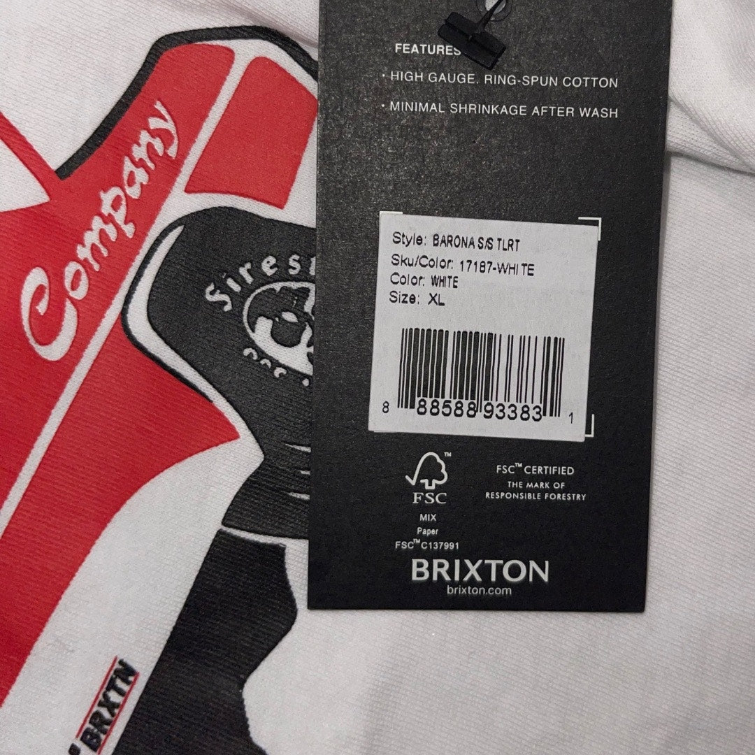 Brixton Bass brains boat Collab Standard T-Shirt 100 % Cotton Size XL NWT