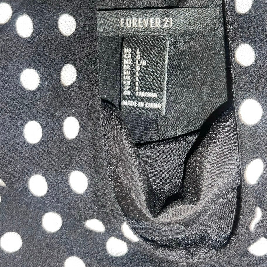 Forever 21 Womens' Black and White Polka Dot Sleeveless Dress Size Large