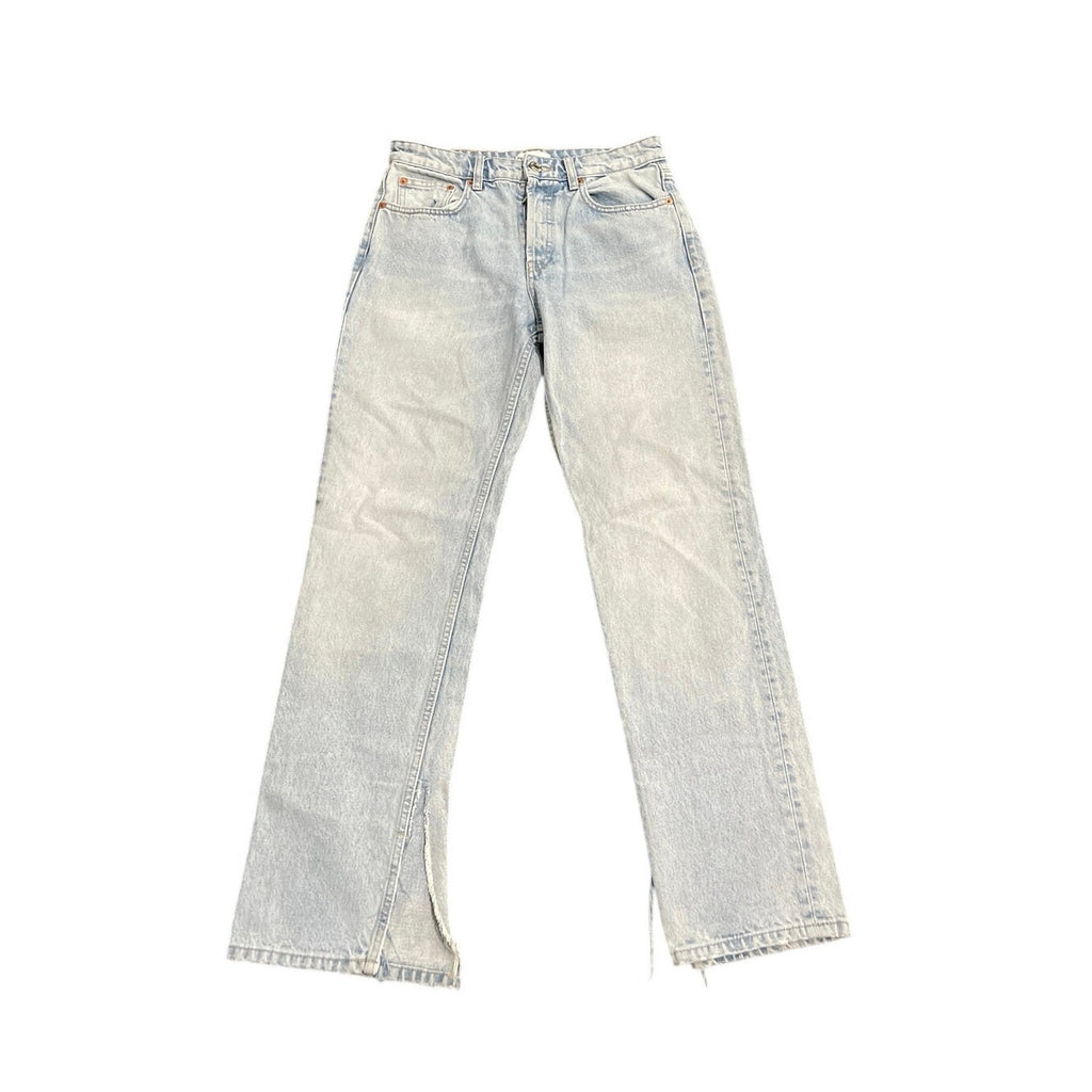 Zara Light Wash Straight Leg Denim Jeans Size 6 Side Split Hems 90s VTG Inspired
