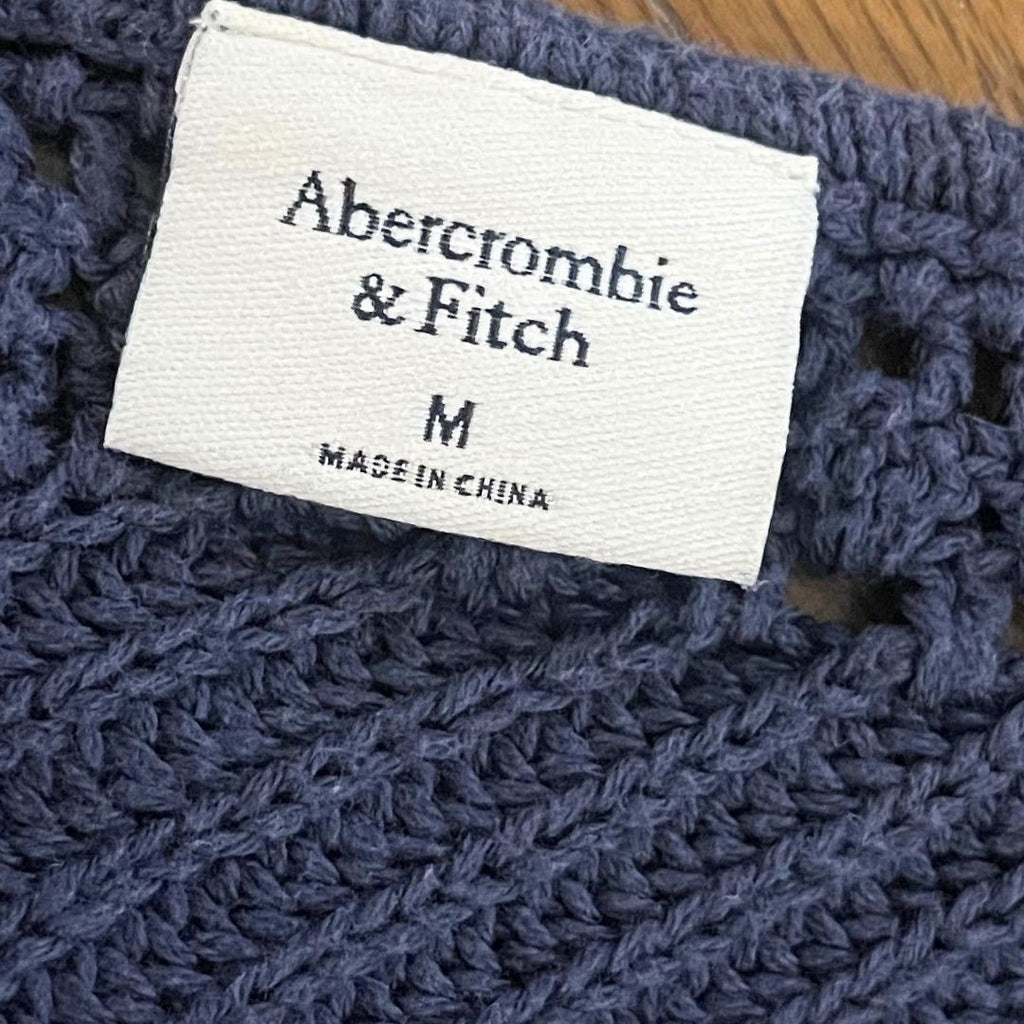 Abercrombie & Fitch V-Necke Pointelle Knit Sweater Tank SZ Medium Boho Chic Y2K