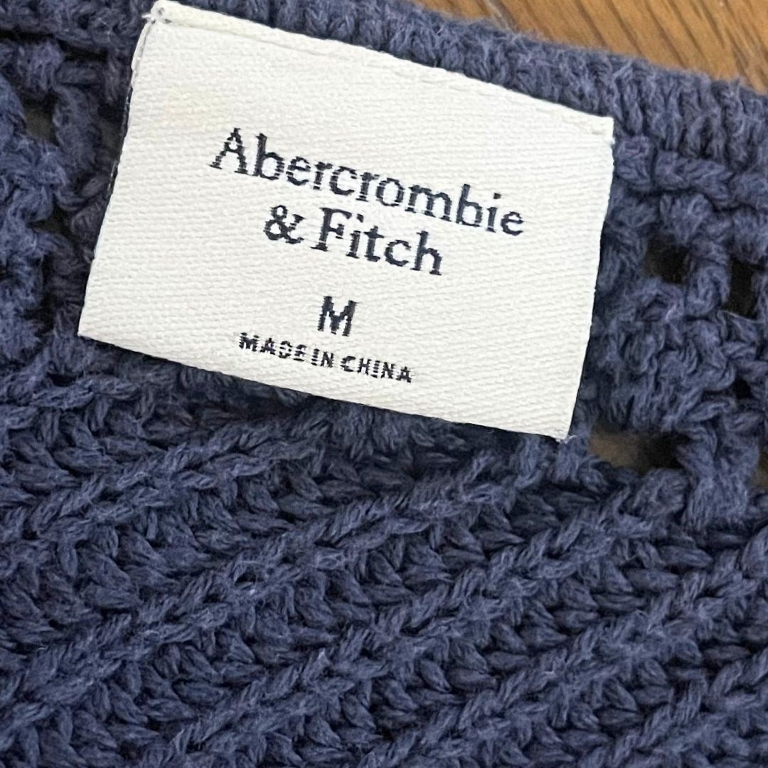Abercrombie & Fitch V-Necke Pointelle Knit Sweater Tank SZ Medium Boho Chic Y2K