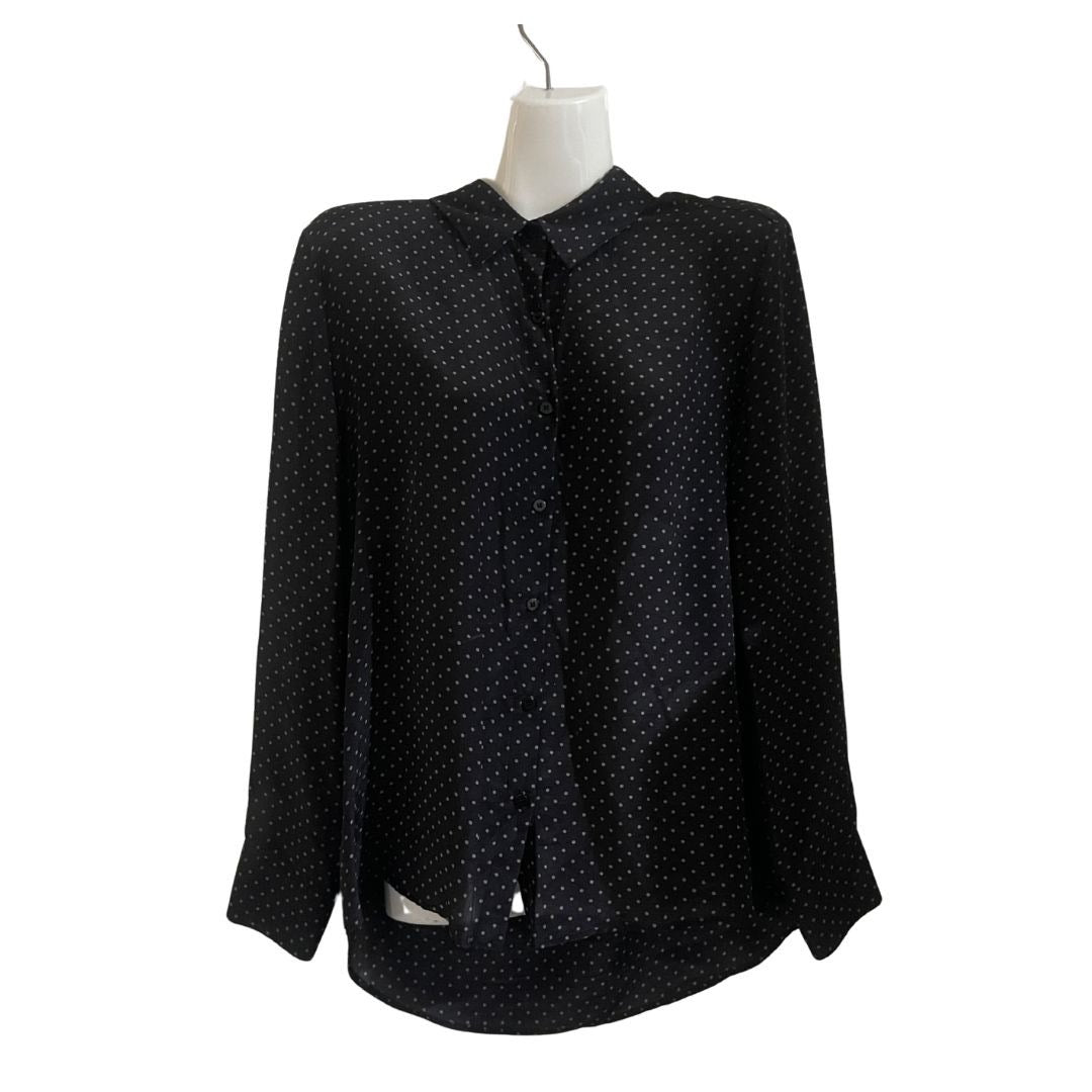 Royal Project Silk Polka Dot Long Sleeve Button Down Blouse SZ LP Career Office
