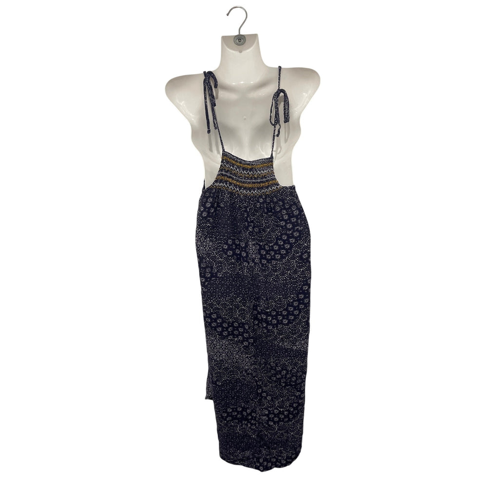 Knox Rose Navy Floral Tie Strap Midi Sundress Size Medium Flowy Boho Artsy