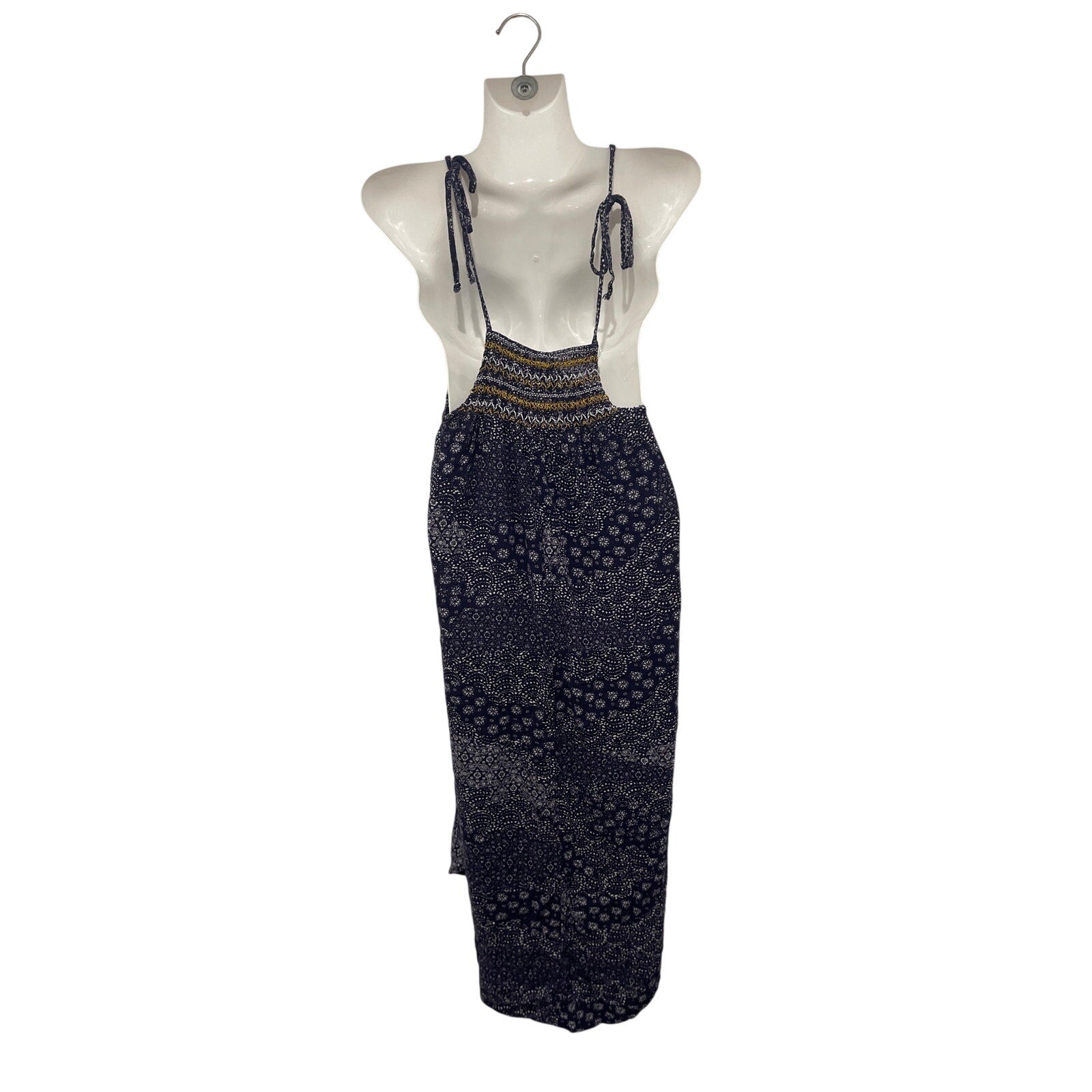 Knox Rose Navy Floral Tie Strap Midi Sundress Size Medium Flowy Boho Artsy