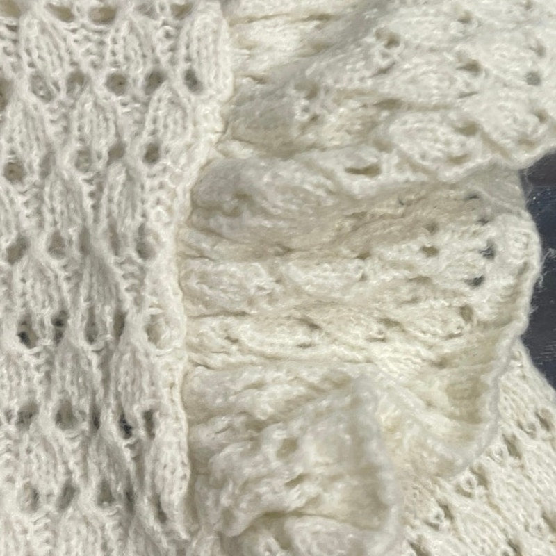 Loft Shoulder Ruffle Open Knit Sweater Size Small Romantic Boho Cottagecore