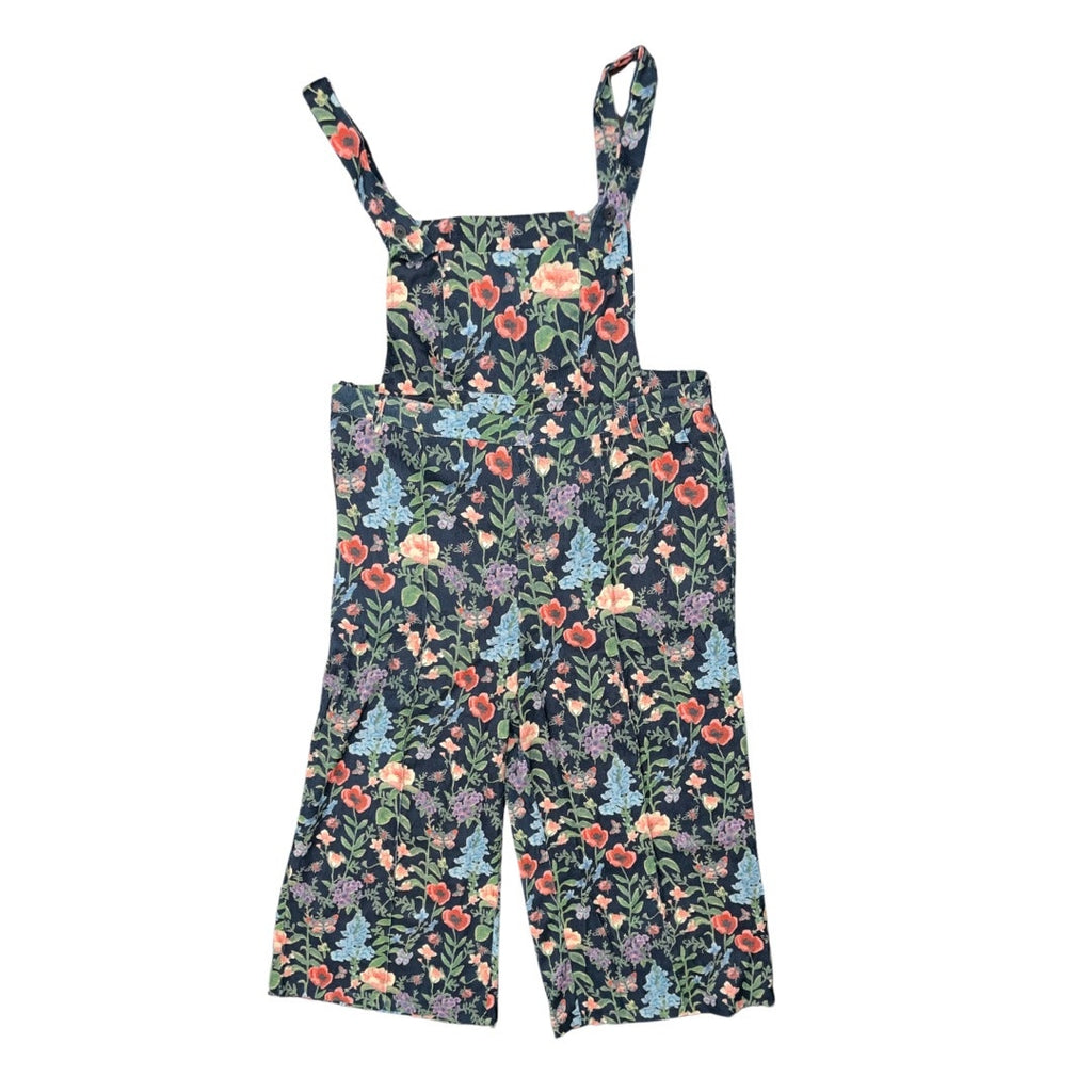 Cider Lightweight corduroy floral pocket wide leg jumpsuit overalls curve & plus