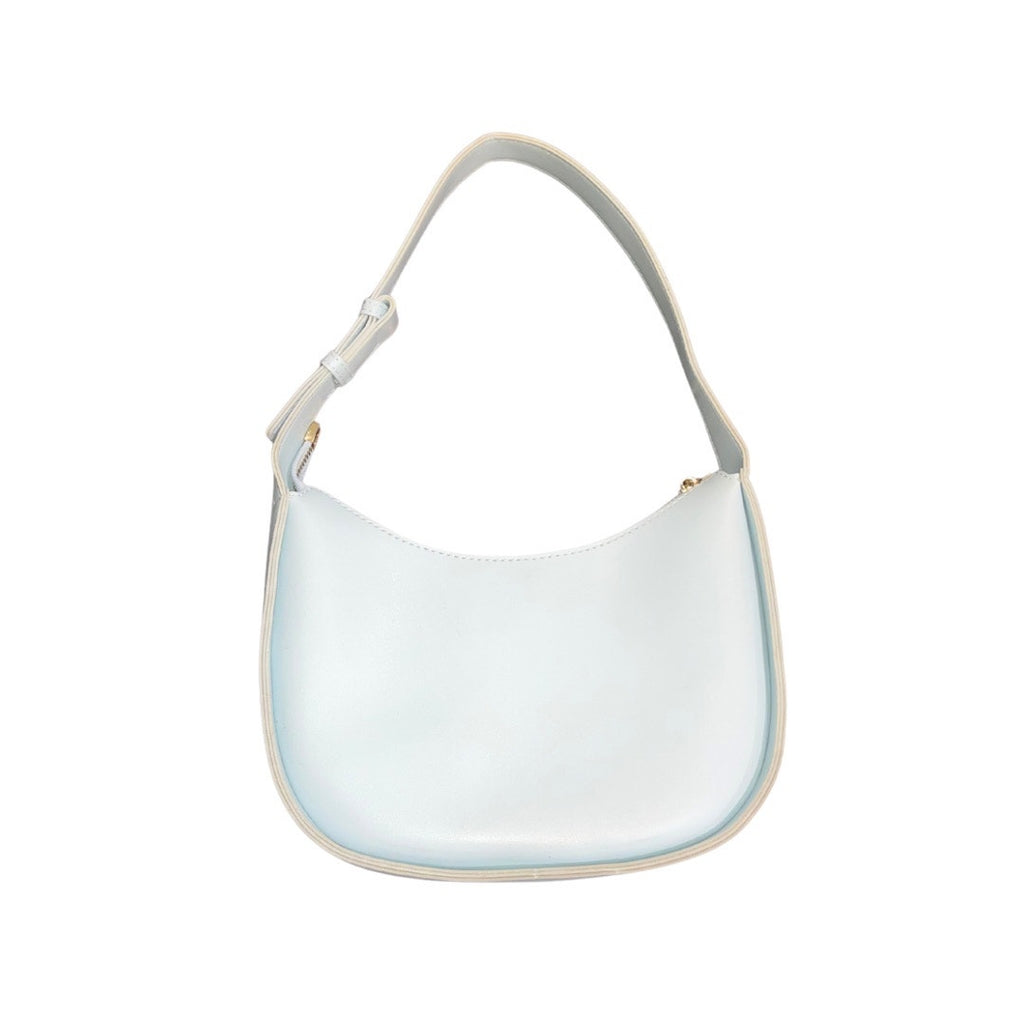 Vegan Leather Hobo Moon Shape Crescent Shoulder Bag Baby Blue Y2K 90s