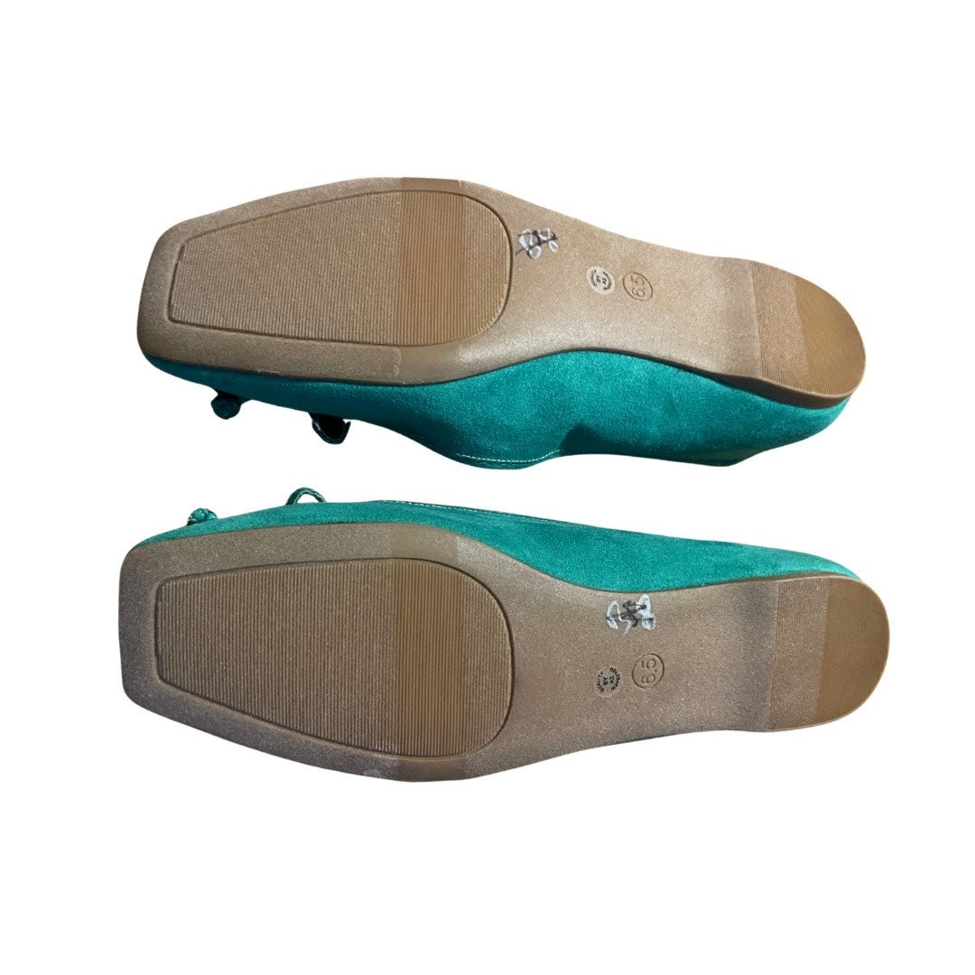 Liz Claiborne Green Ballet Flats Faux Suede Memory Foam Preppy Loafers Size 6.5 NWT