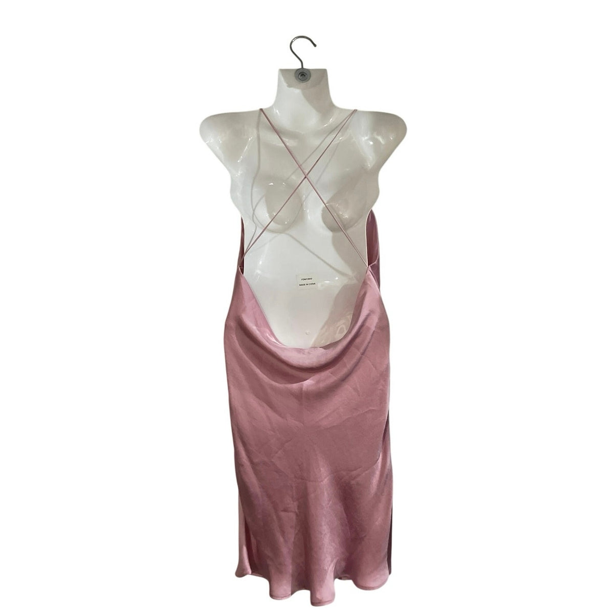 Zara Satin Effect Cowl Neck Slip Dress SZ S Cross Straps Flirty Party Date Night