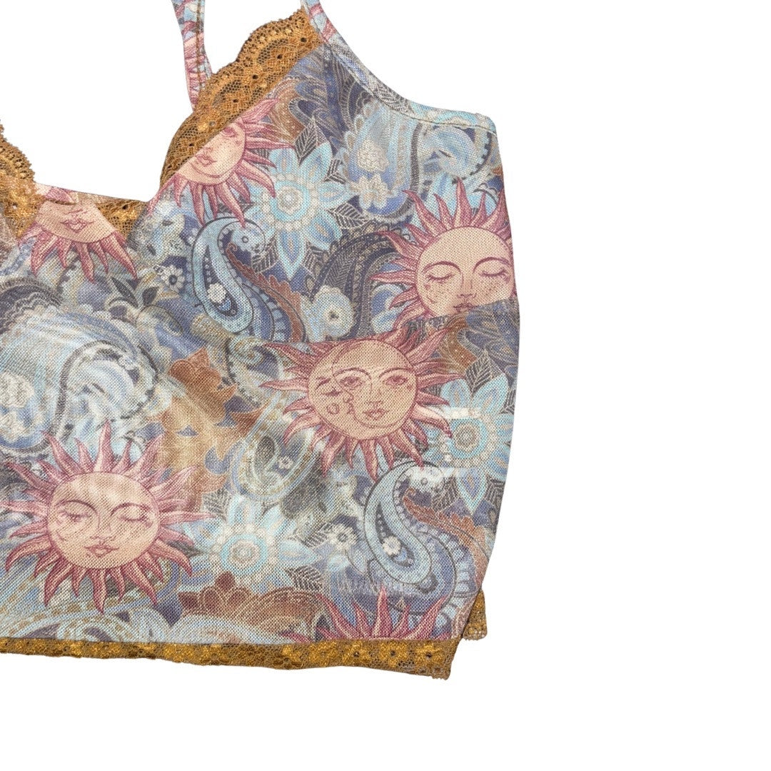 Shein Two Piece  Sun and Paisley Lace Mesh Top & Skirt Size Large BOHO festival