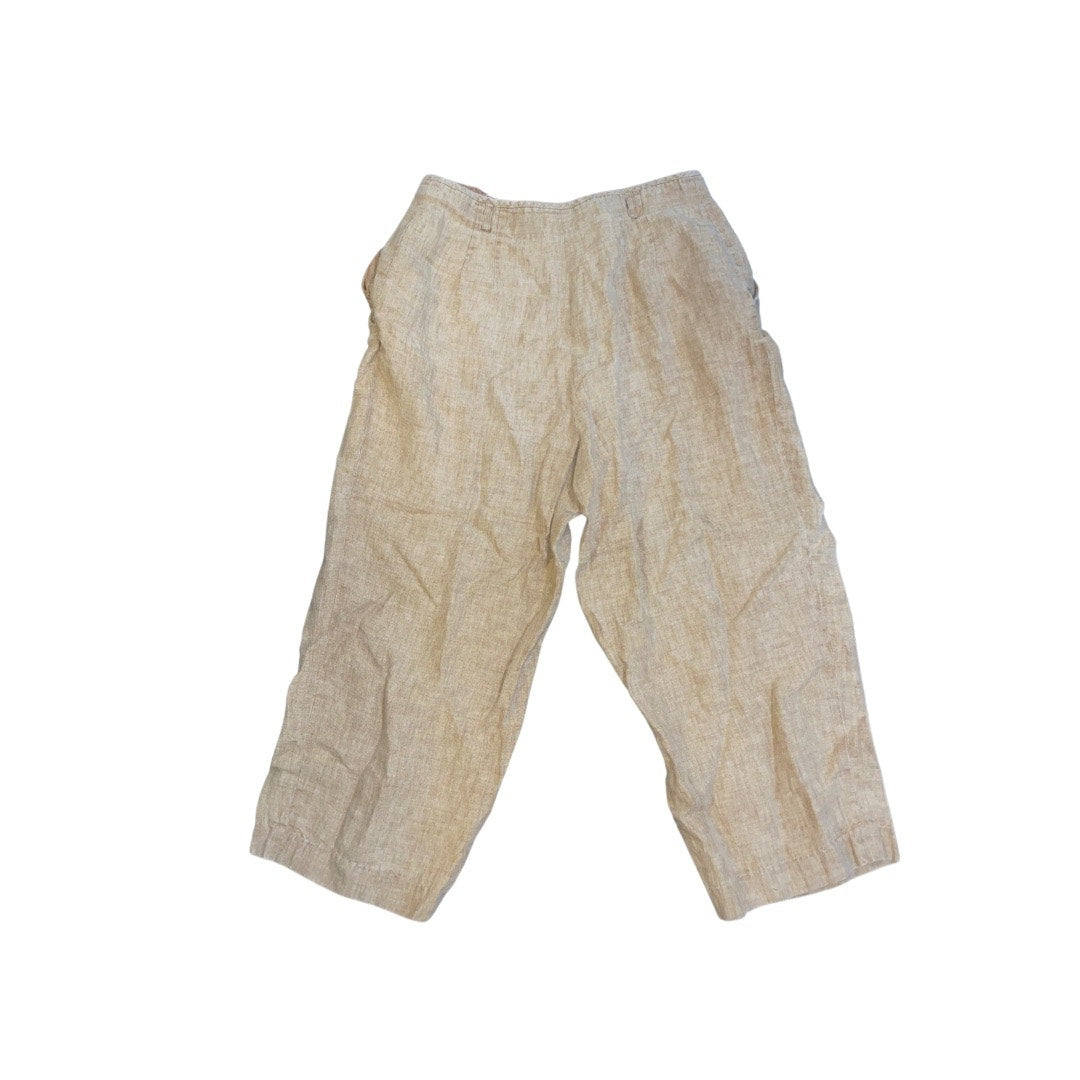 Liz Claiborne Collection 100% linen Tan Wide Leg Cropped Style