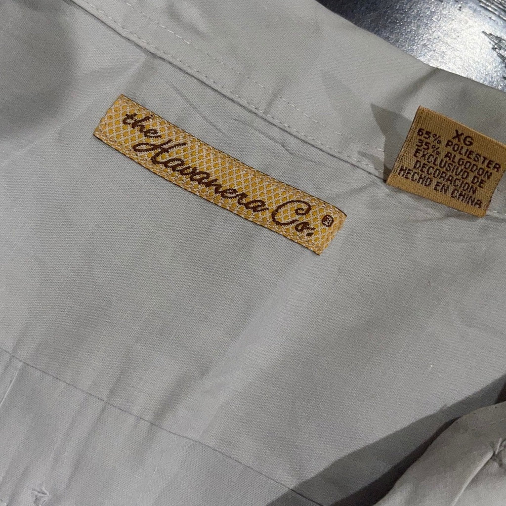 Havanera Co Mens Gray Guayabera Short Sleeve Shirt Size XL Cuban Vacation Beach
