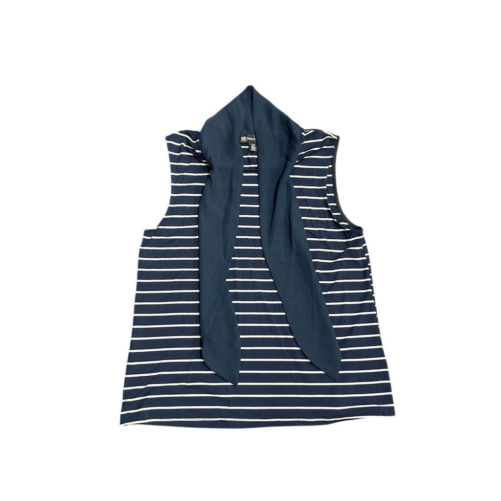 Cable & Gauge Striped Sleeveless Knit Top SZ S Preppy Coastal Nautical Casual