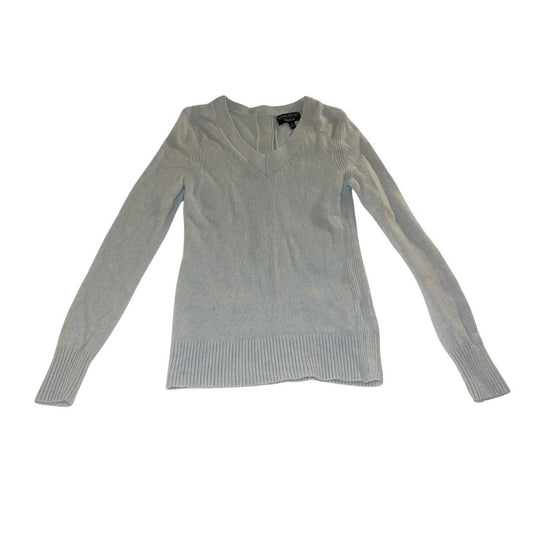 Banana Republic Sky Blue Fine Italian Yarn V-neck Sweater Back Buttons Blend Size XS
