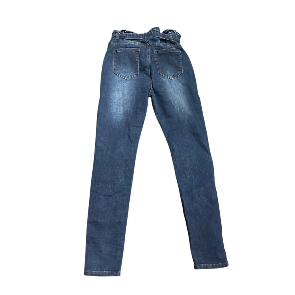 Prestige Denim Paper Bag Waist Skinny Jeans SZ L Chic Streetwear Made USA