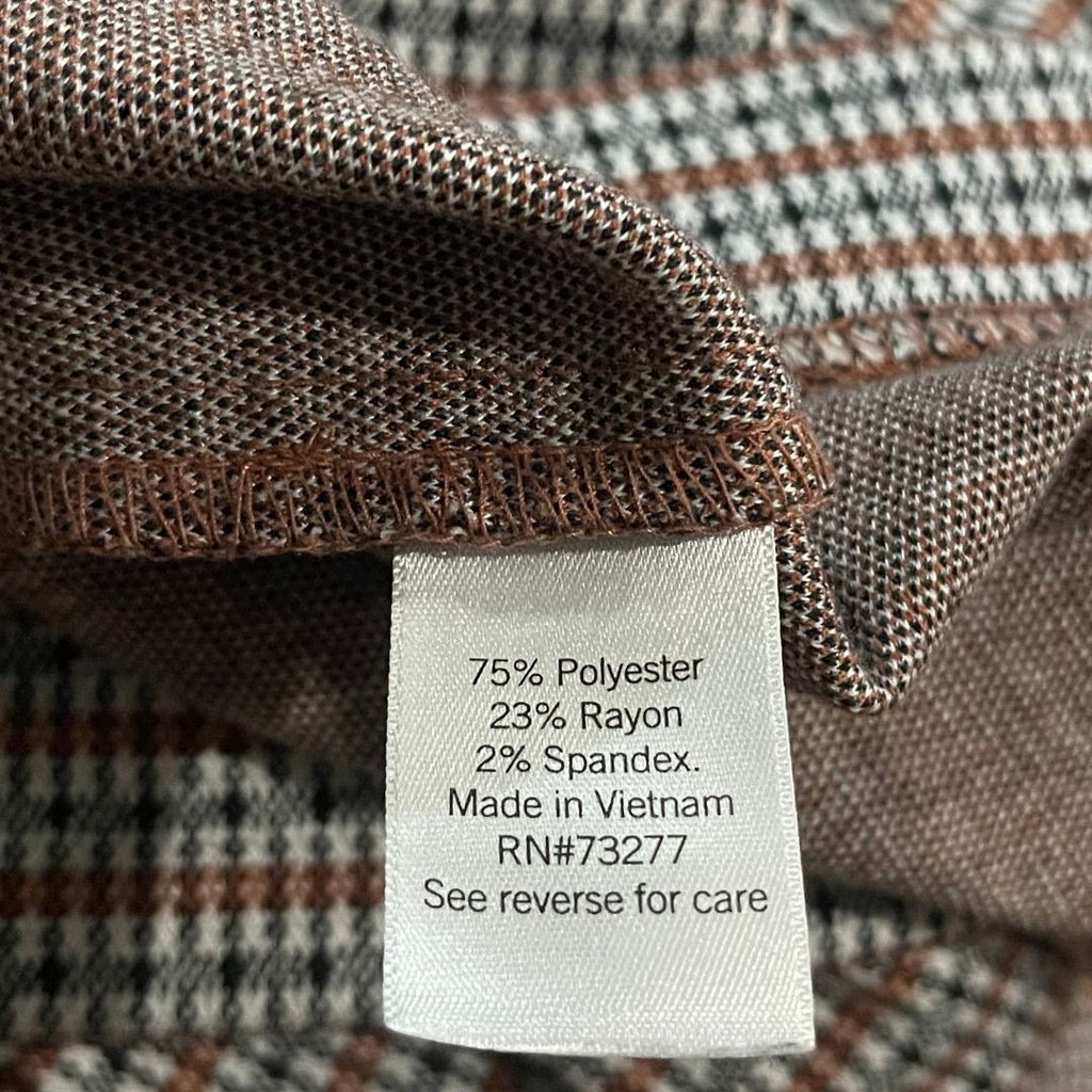 Nine West Blazer Plaid Brown Size Large Stretch Business Office Academia Preppy