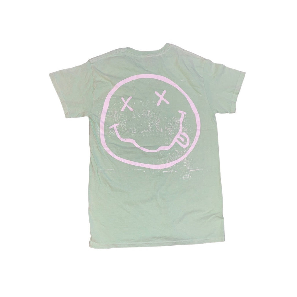 Nirvana T-Shirt Green Rock Band  Graphic Tee Grunge Punk Size Small