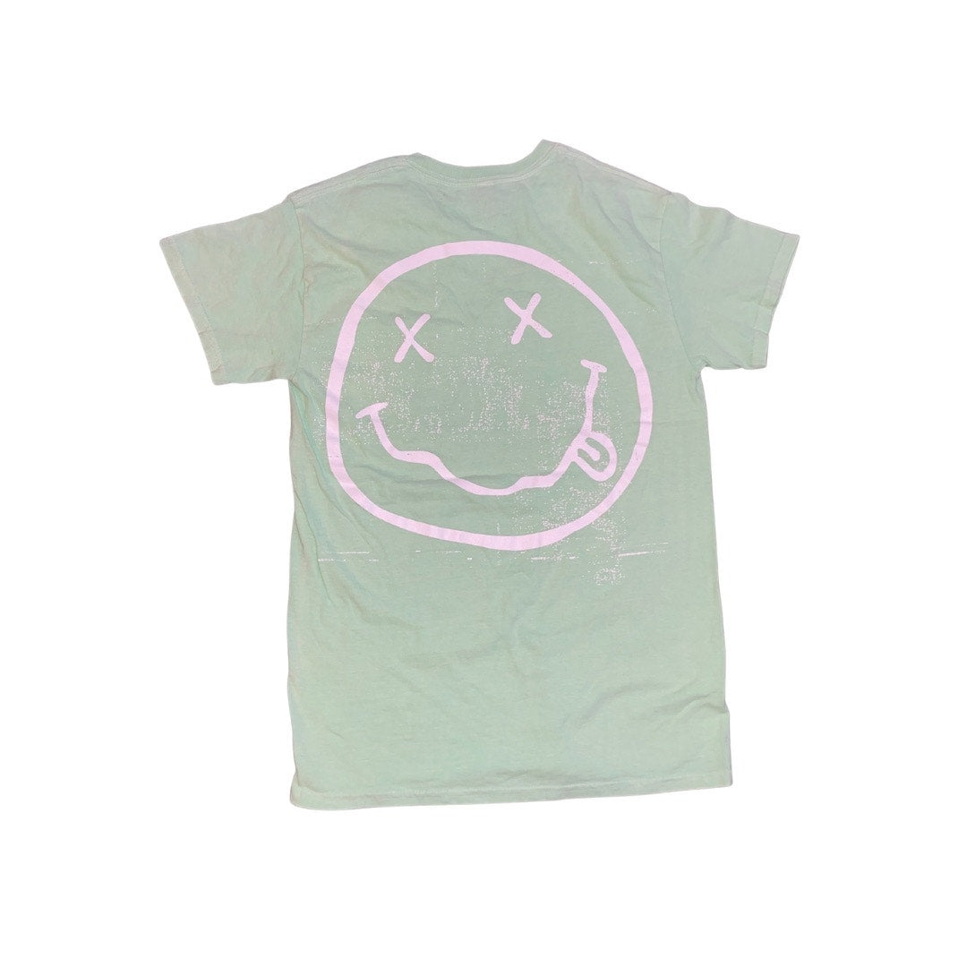 Nirvana T-Shirt Green Rock Band  Graphic Tee Grunge Punk Size Small