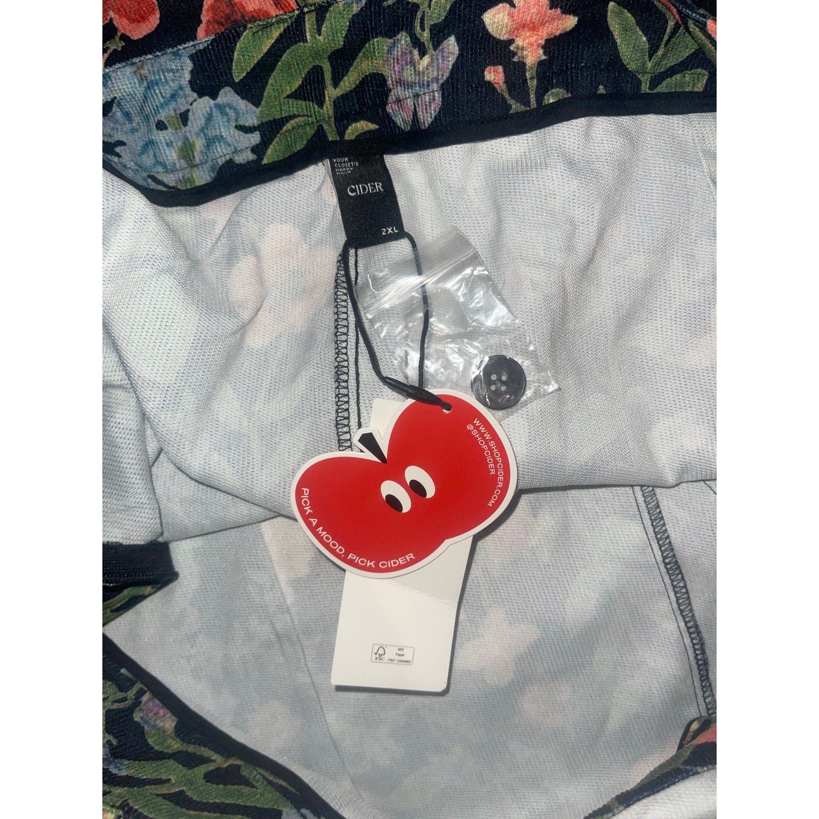 Cider Lightweight corduroy floral pocket wide leg jumpsuit overalls curve & plus