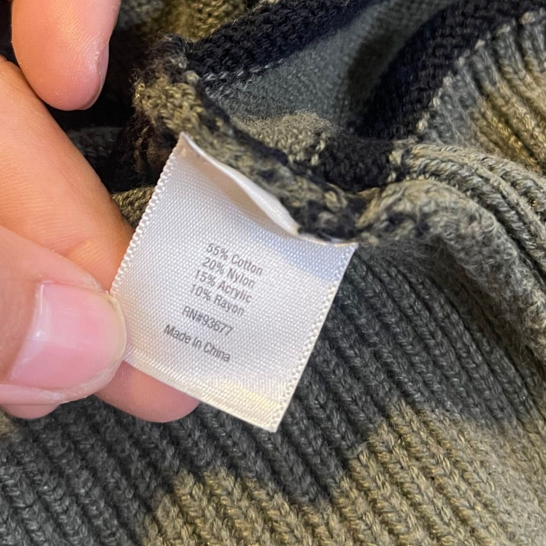 A.N.A. Green Black Striped Boyfriend Open Front Knit Cardigan Size Small Casual