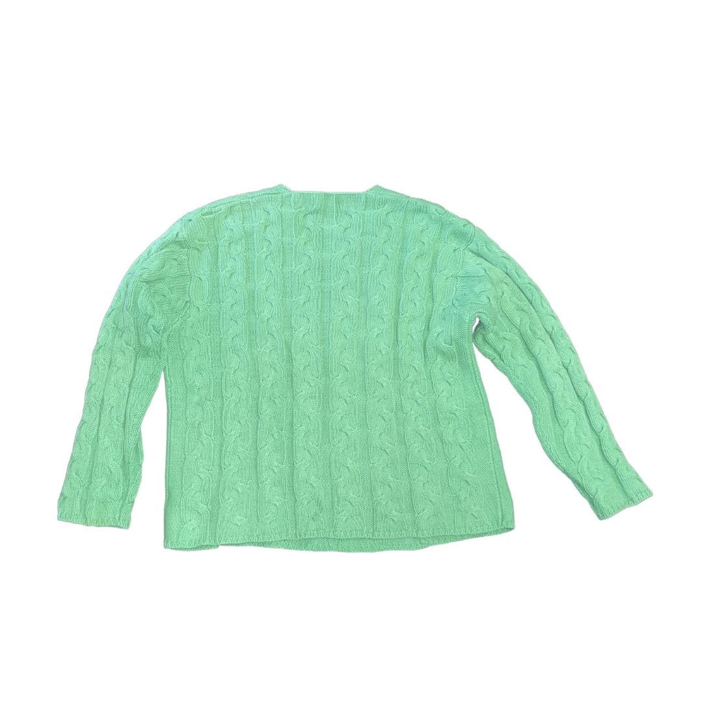 Eddie Bauer Cable Knit Green Pullover Sweater Size Medium 90s Vintage Casual