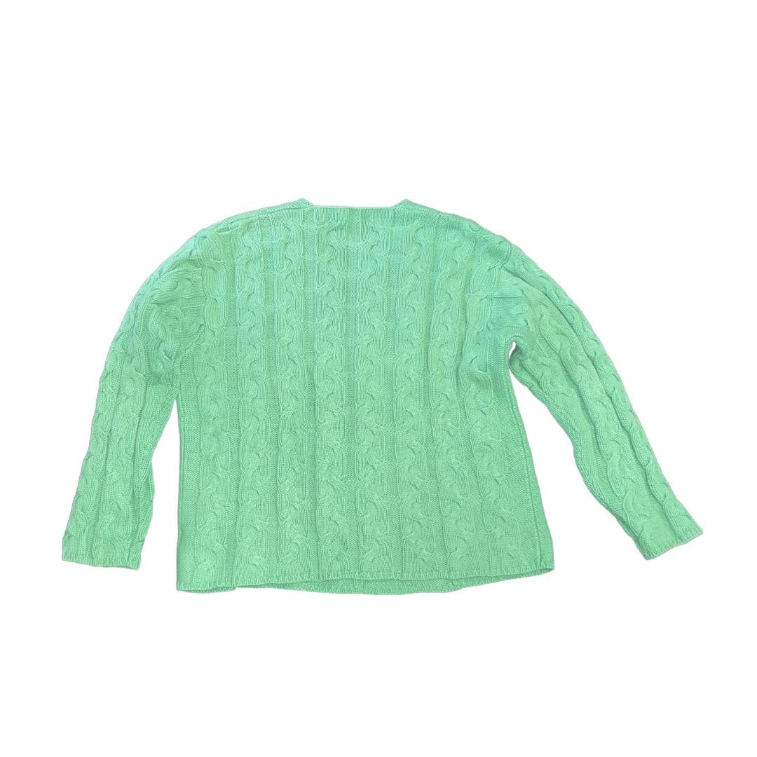 Eddie Bauer Cable Knit Green Pullover Sweater Size Medium 90s Vintage Casual