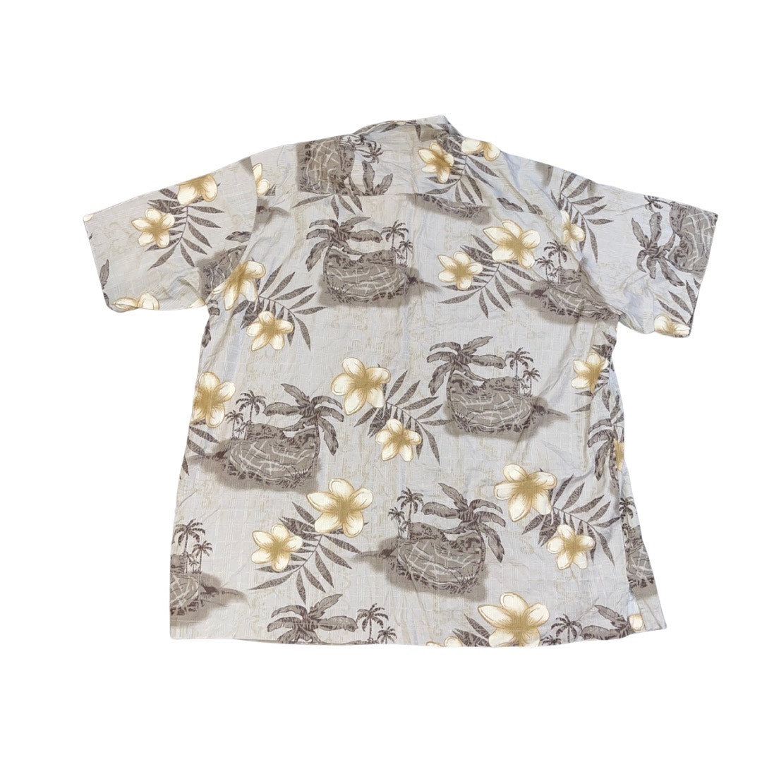 Sideout Hawaiian Button Up Shirt Floral Palm Tree Pattern Size XL Vacation Beach