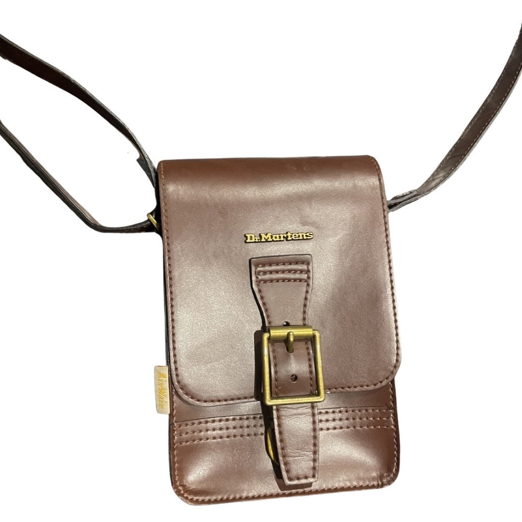 Dr. Martens Airwair Norfolk Flap Vegan Reporter Brown Vertical Crossbody Bag