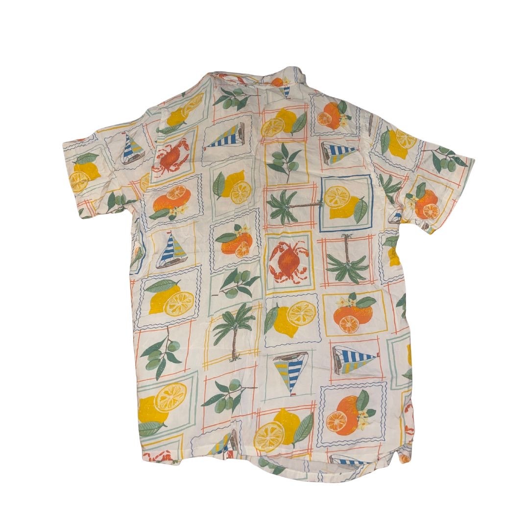 Old Navy Novelty Short Sleeve Shirt Medium Nautical Vacation Tropical Casual