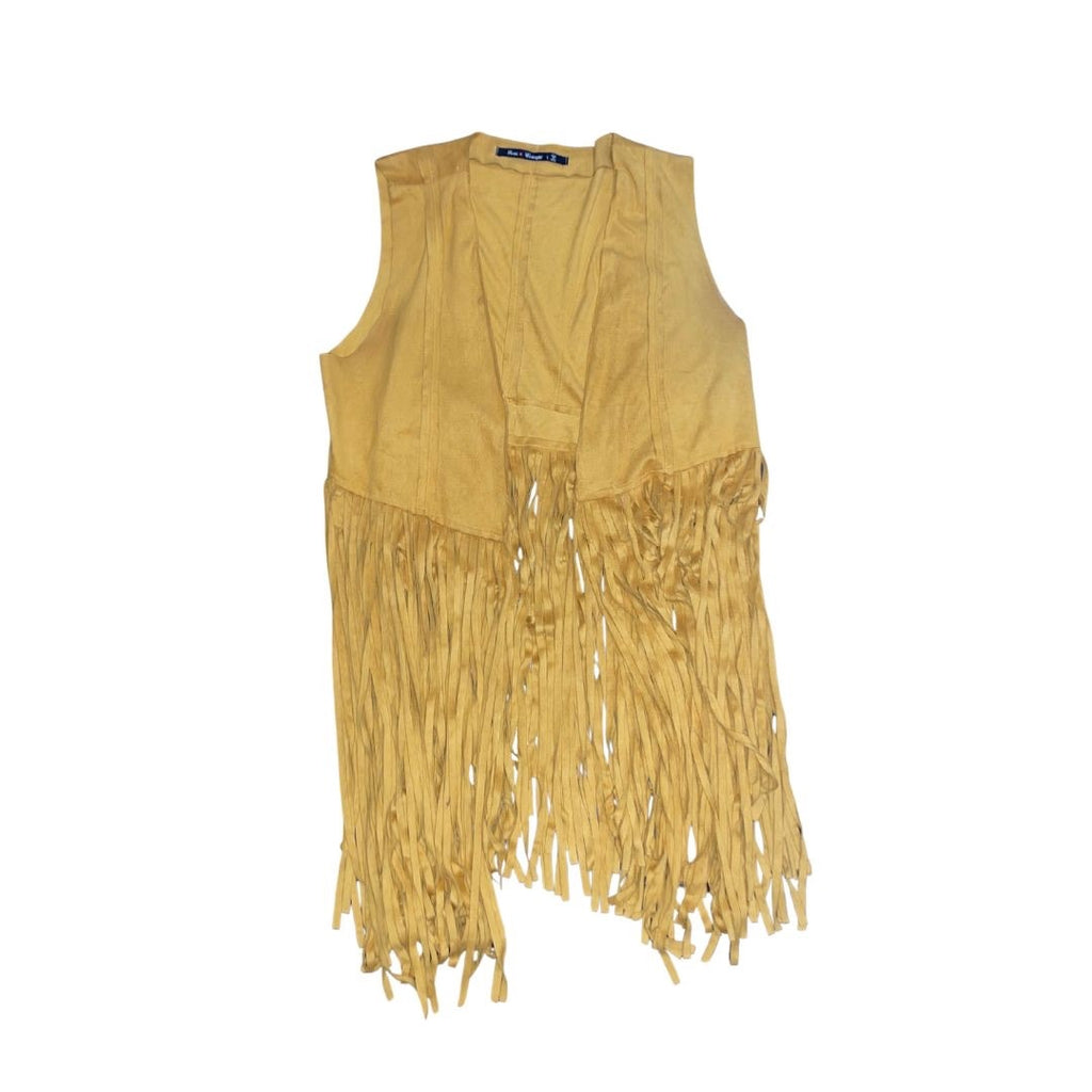 Roma Concept Hippie Tassel Open Vest Large Stagecoach Boho Coachella Faux Suede