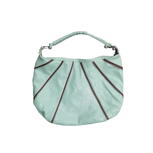 Vinyl large shoulder bag purse with outer zipper design