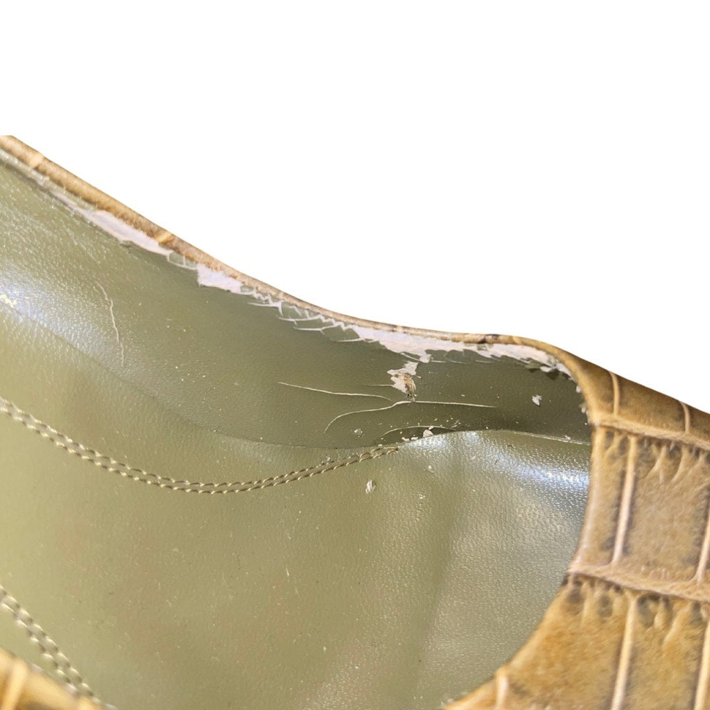 Nine West Snake Print Pointed Toe Pump Heels Size 6.5 Olive Green Career Office