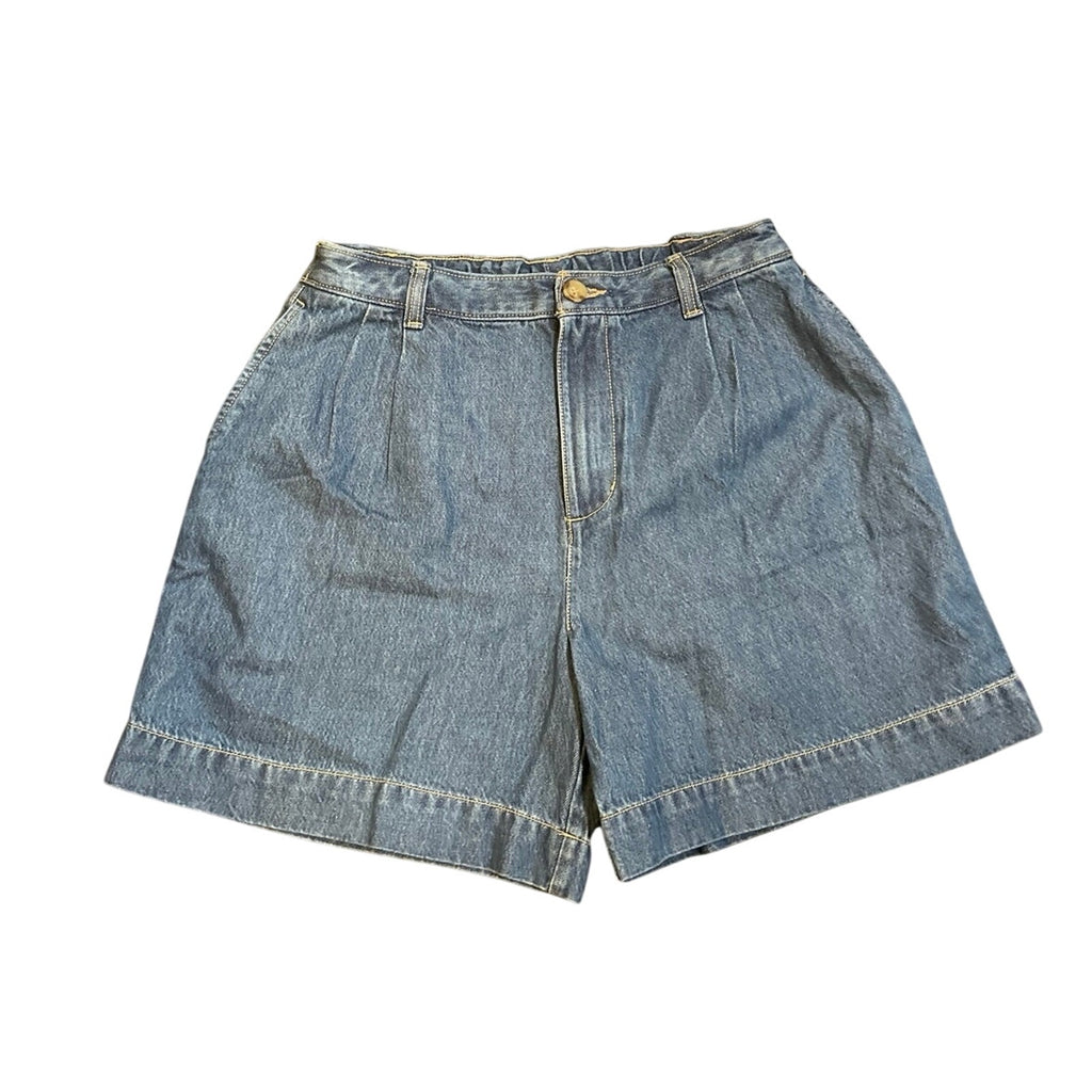 Old Navy Extra High Waist OG Chino Pleated Denim Jean Mom Shorts SZ S Retro NWT