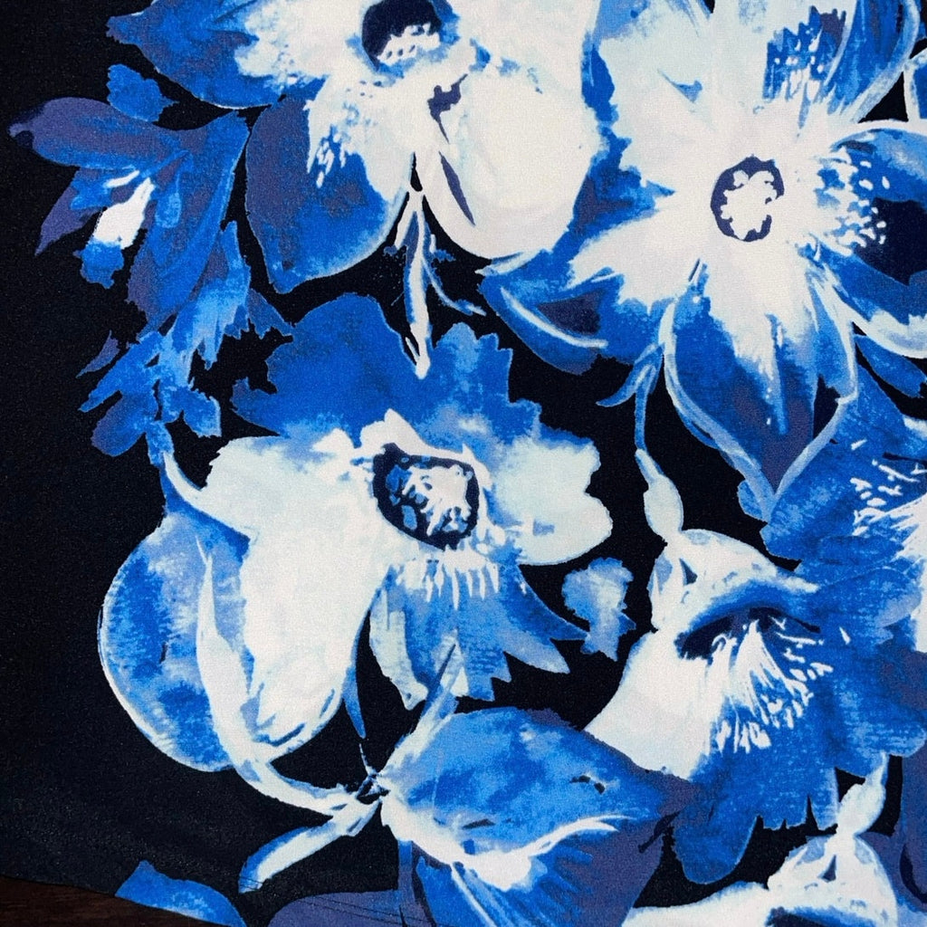 Chico's Asymmetrical Flower Design Blouse SIze 1 Medium Career Office Casual