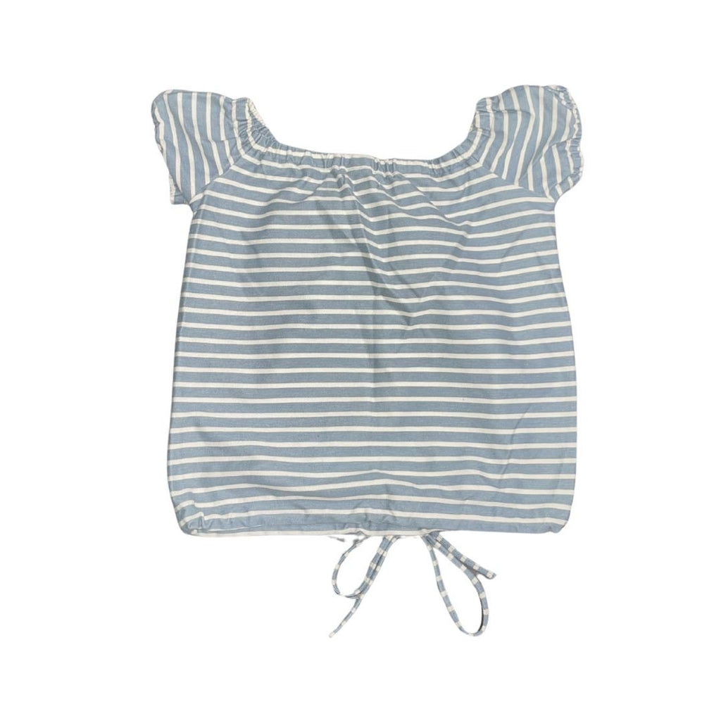 Madewell Striped Melody Off the Shoulder Peasant Blouse Cinch Waist Size XXS