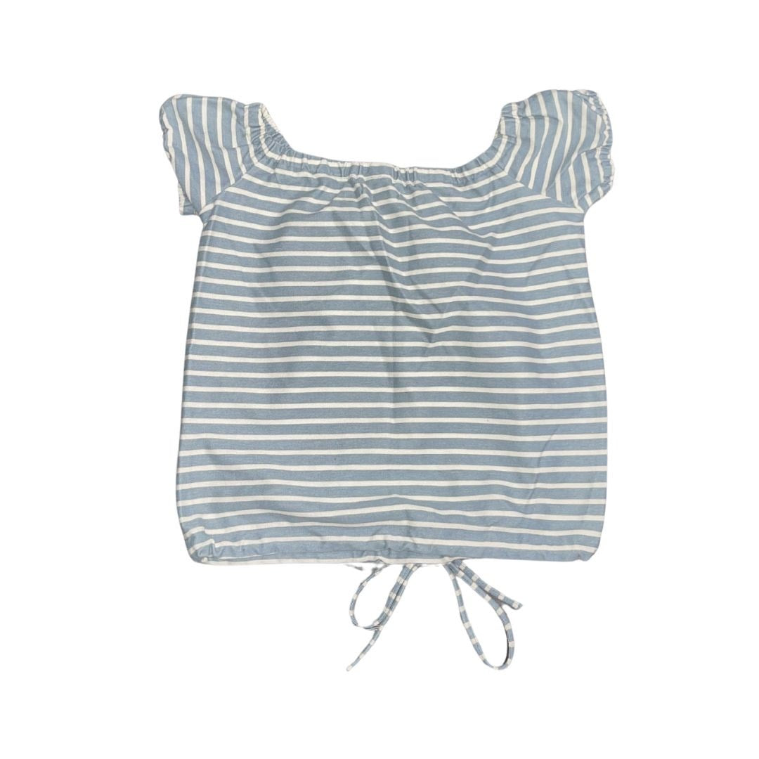 Madewell Striped Melody Off the Shoulder Peasant Blouse Cinch Waist Size XXS