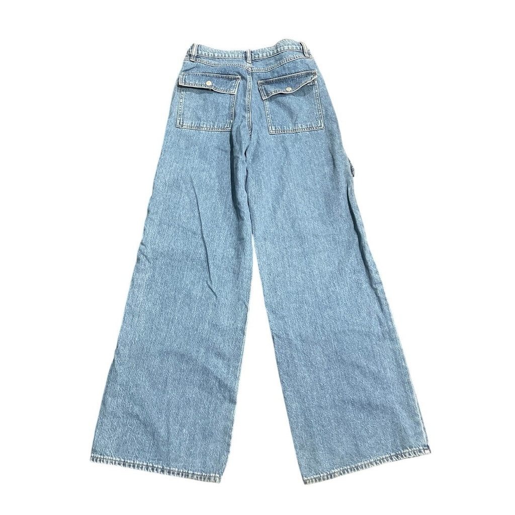 Forever 21 Premium Cargo Wide Leg Denim Jeans Pants Size 26 Streetwear 90s Y2K