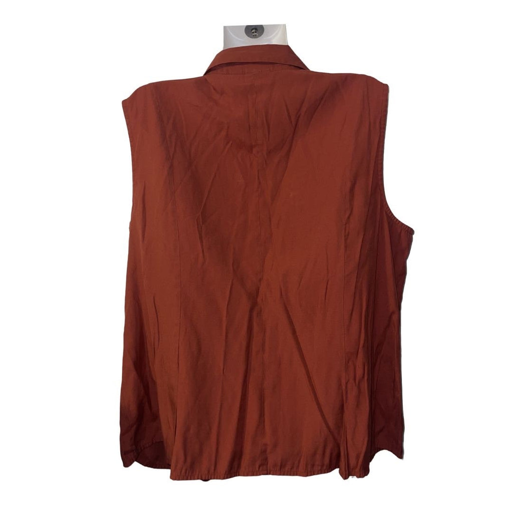 CATO women Burnt Orange Sleeveless Button up Shirt Plus Size 22/24 Casual Chic