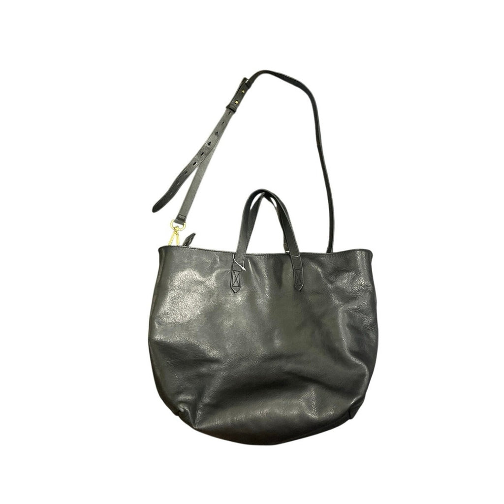 Madewell Zip Top Black Leather Tote Bag Carryall Adjustable Crossbody Minimalist