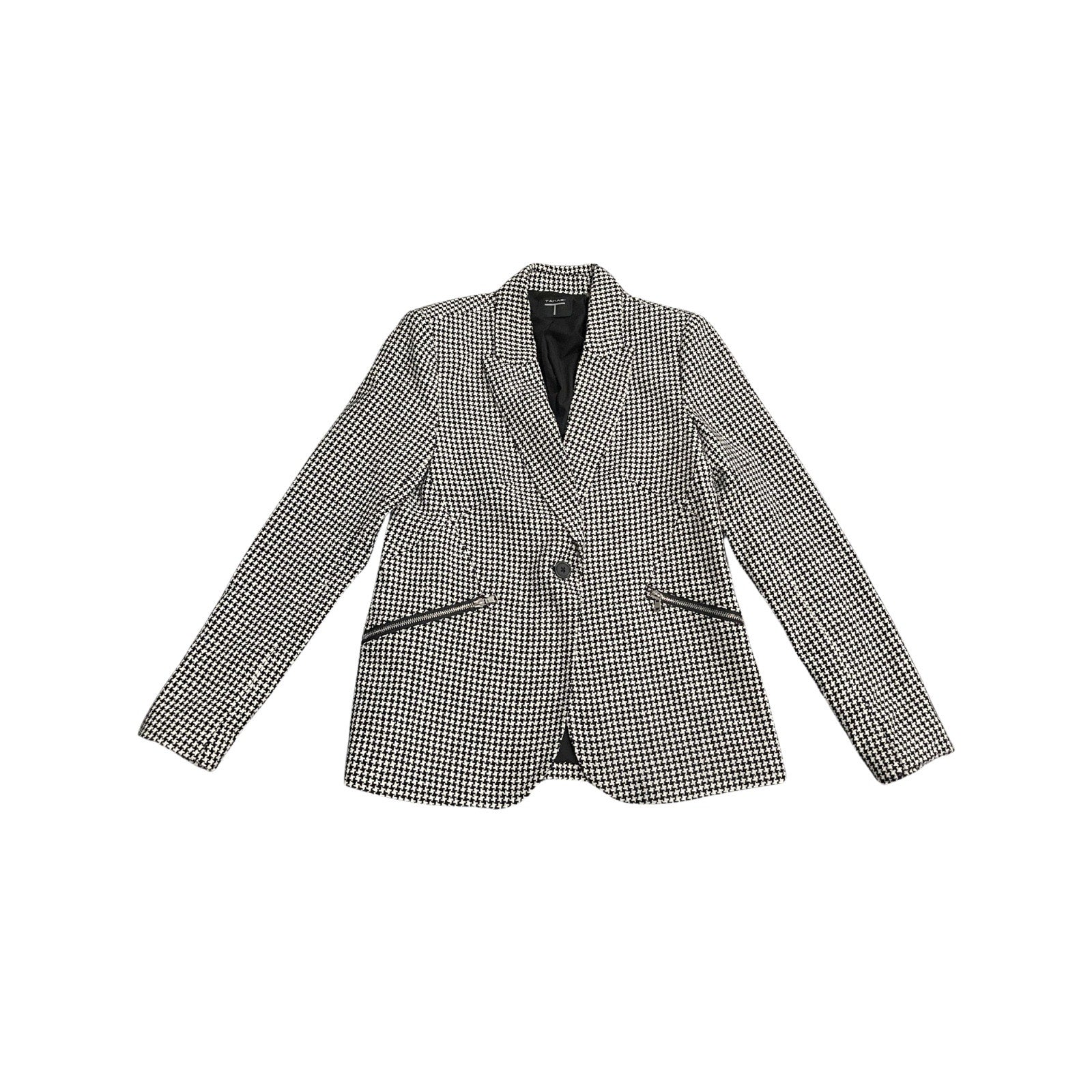 Tahari Houndstooth Single Button Front Blazer Size 6 NWT Career Office Elegant