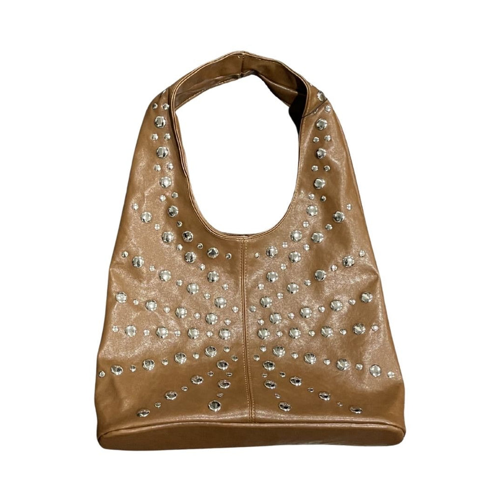 Princess Polly Savenna Stud Brown Shoulder Bag Slouchy Hobo Faux Leather Y2K NWT