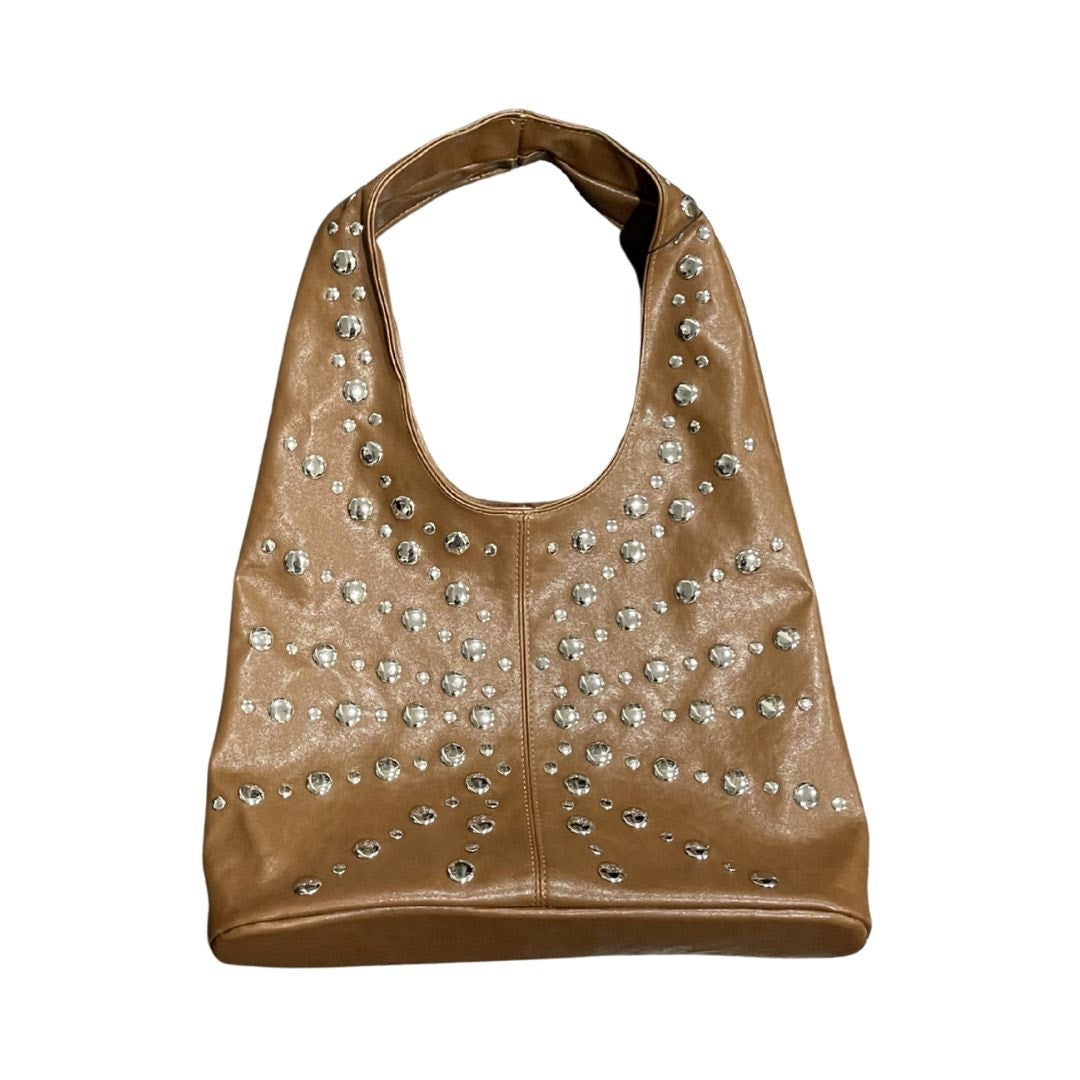 Princess Polly Savenna Stud Brown Shoulder Bag Slouchy Hobo Faux Leather Y2K NWT