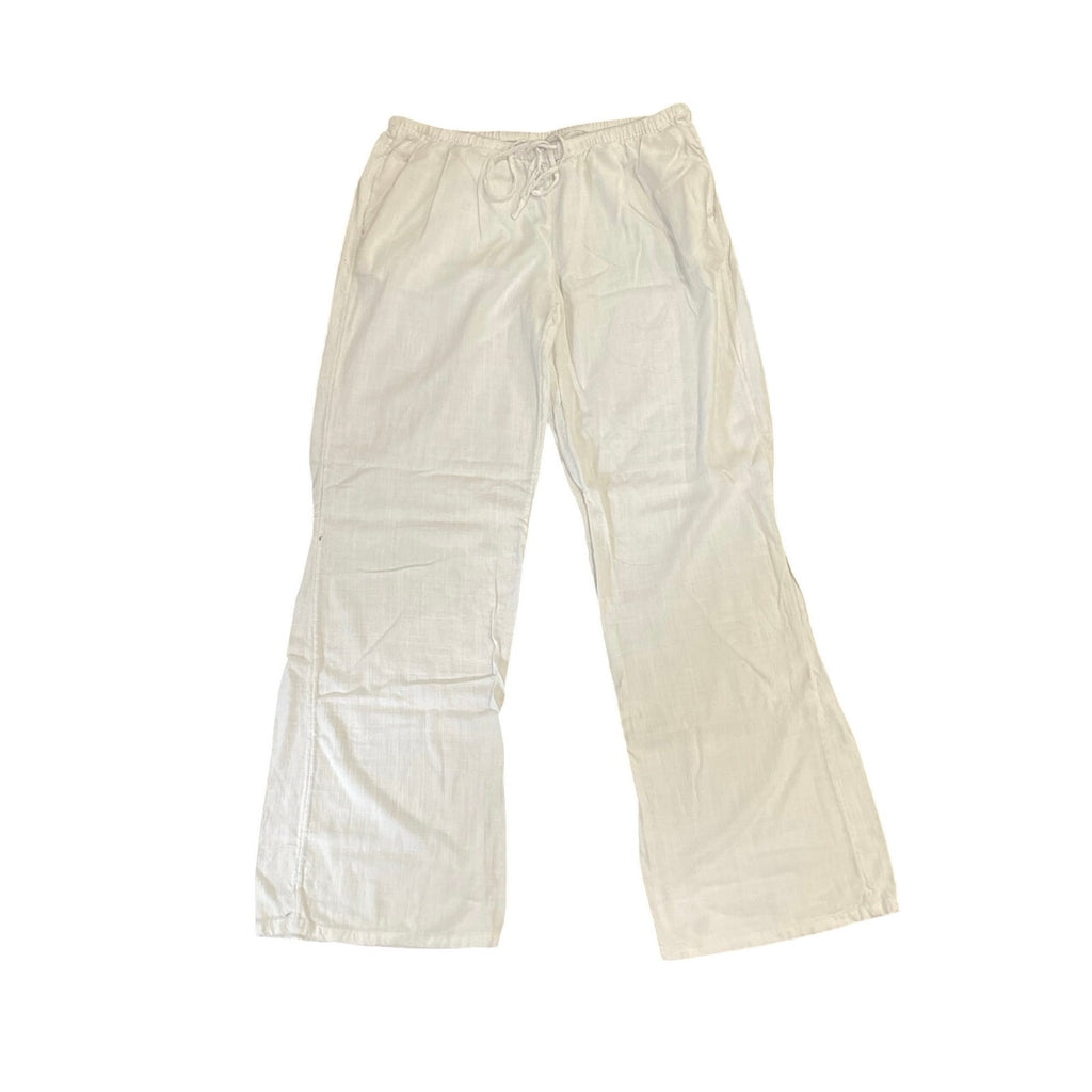 Divided Linen Blend White Drawstring Pull on Pants Size Small Summer Vacation