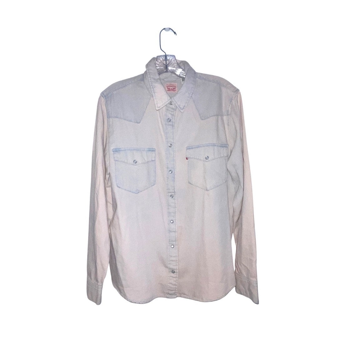 Levi's Denim Western Shirt Button Up Long Sleeve Denim Size Large NWT Cowgirl