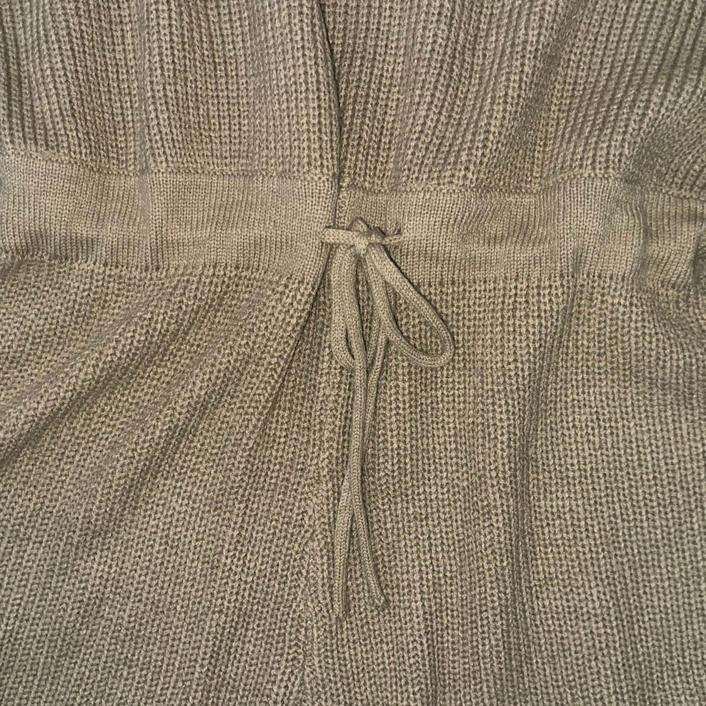 Papermoon Sweater Tan knit romper shorts jumpsuit Tie Waist NWT Size Large